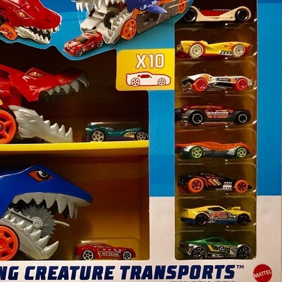 🔥 HOT WHEELS CITY 2 Battling Creatures Transporter Vehicle Set+10 Die Cast Cars - Picture 13 of 16